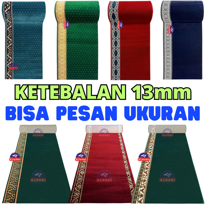 Alhadi Karpet Masjid RAJGRA MALGIZ METERAN 100 x 120cm Tebal 13mm Sajadah Mushola Bulu Empuk Lembut