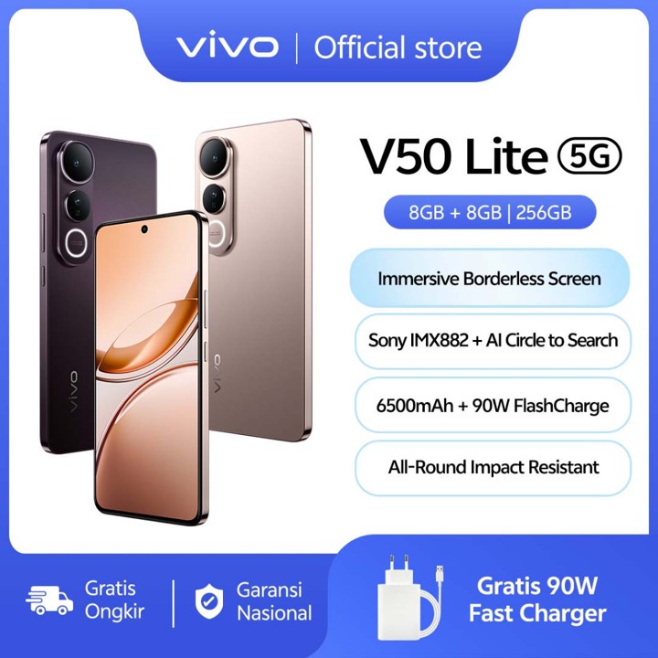 vivo V50 Lite 5G (8/256) Borderless Immersive Screen, Sony I