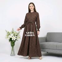 FAHISA gamis maksi bahan embos wolfis ikat pinggang baju wan