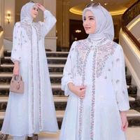 Agnes Hijab - Aiza Dress Gamis Putih Bordir Bunga Baju Musli