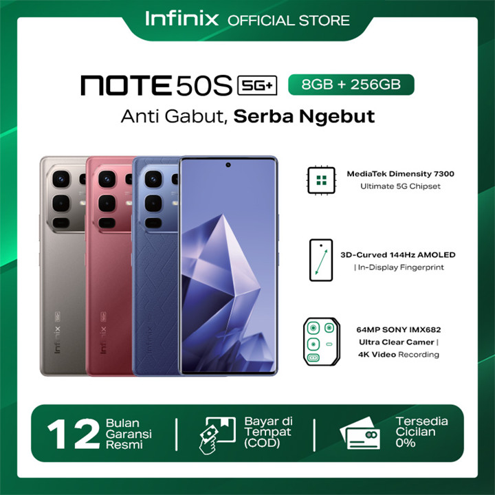Infinix Note 50S 5G+ 8/256GB - Up to 16GB Extended RAM - Dimensity 7300 Ultimate - 6.78” 3D Curved FHD+ Amoled - 64MP OIS - 5200 mAh - NFC