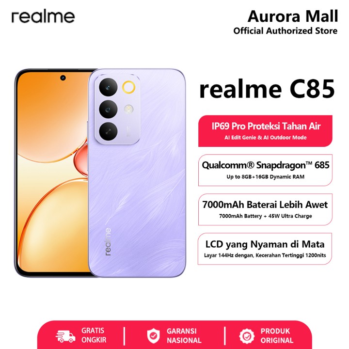 realme C85 Series 8/128GB 8/256GB 7000mAh Battery Official Store HP Android Murah Terbaru Handphone
