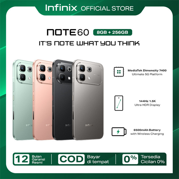 Infinix Note 60 8/256GB - Up to 16GB Extended RAM - Dimensity 7400U- 1.5K Amoled - 6500 mAh - NFC