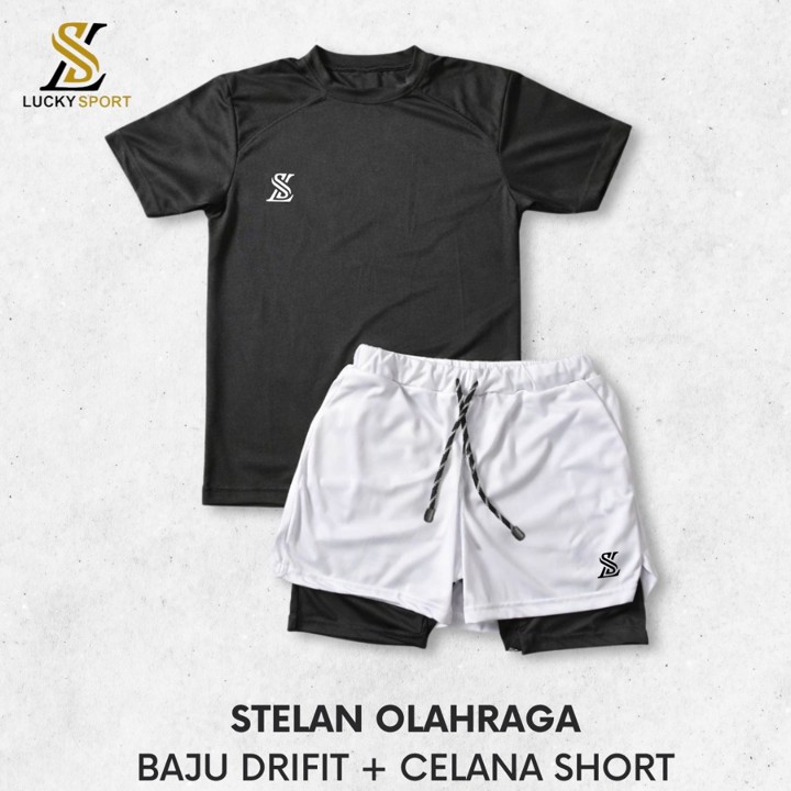 Stelan Jersey Baju Dan Celana Olahraga Voli Lari Running futsal joging jogging f