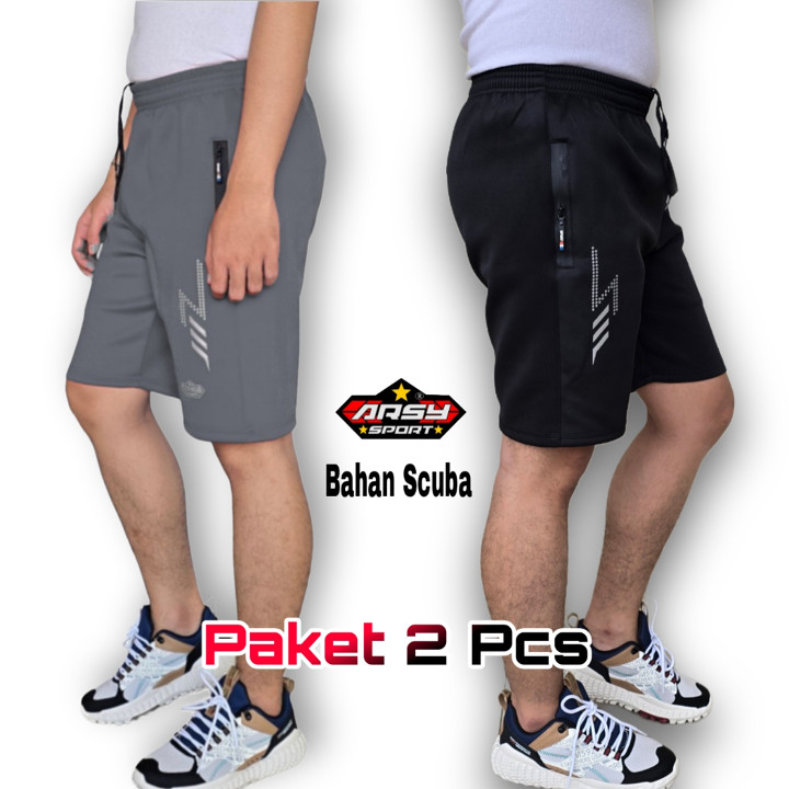 Arsy Sport - Paket 2 Pcs Celana Running Pria - Celana Pendek Olahraga Sport Shor