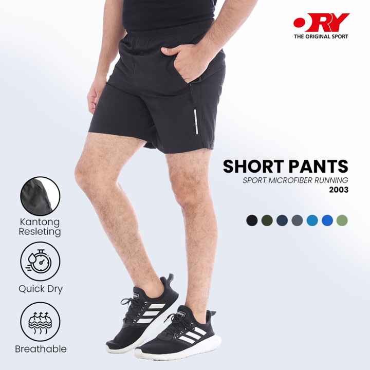 ORY FASHION Celana Olahraga Pendek Pria Parasut Micro Running Bahan Elastis Kare