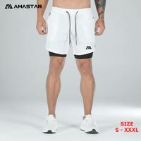 AMASTAR - Celana Olahraga 2 in 1 Running Sport Gym Fitnes Ce