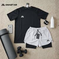 AMASTAR -2PCS/1set Jersey Baju Dan Celana Double Short Olahraga Voli Lari Runnin