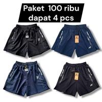 Paket 100rb Isi 4 Celana Running Jogging Gym Parasut Strict Elastis Tebal dengan
