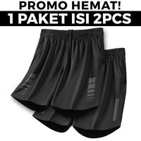 MIZUTAKE - PROMO HEMAT 1 PAKET ISI 2PCS CELANA PENDEK PRIA OLAHRAGA RUNNING JOGG