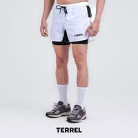 Terrel sportswear Compression Short White celana olahraga pendek gym running lar