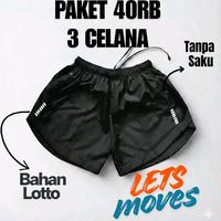 Paket Hemat 3 Celana Pendek Olahraga Running Lari Gym Voli Sepeda Pria Wanita Ti