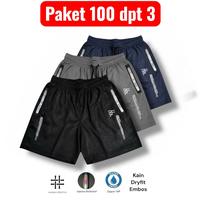 TF Sport Paket 3 Hemat Celana Pendek Olahraga Bahan Dyfit Embos Saku Zipper Wate
