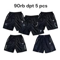 90rb dapat 5 Pcs Celana Pendek Olahraga Saku Resleting Pria Wanita Running Gym S
