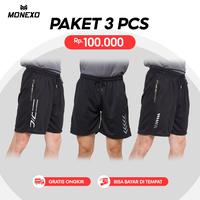 Monexo - 3pcs Celana Olahraga Gym Fitness Jogging Celana Pendek Pria Premium