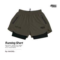 REA Activewear - Short Running Pants 2in1 Legging Running Olive Edition Celana P