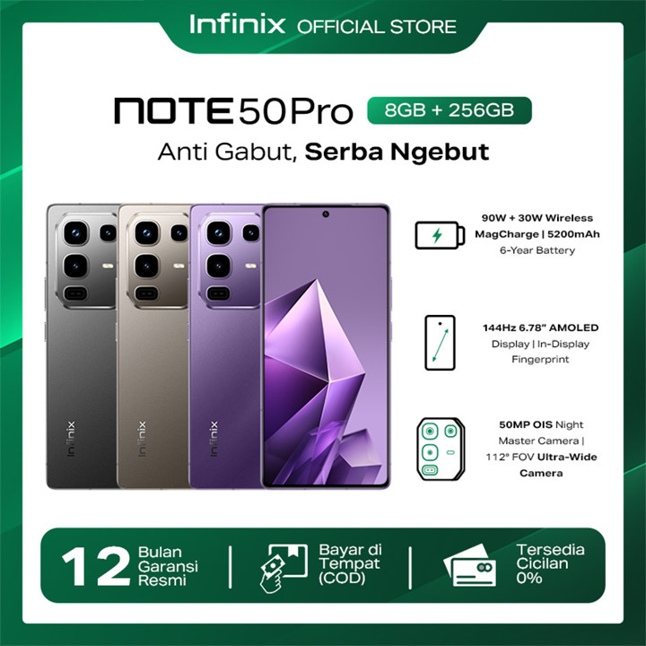 Infinix Note 50 Pro 8/256GB - Up to 16GB Extended RAM - Helio G100 Ultimate - 6.78” FHD+ Amoled - 50MP OIS - 5200 mAh - NFC