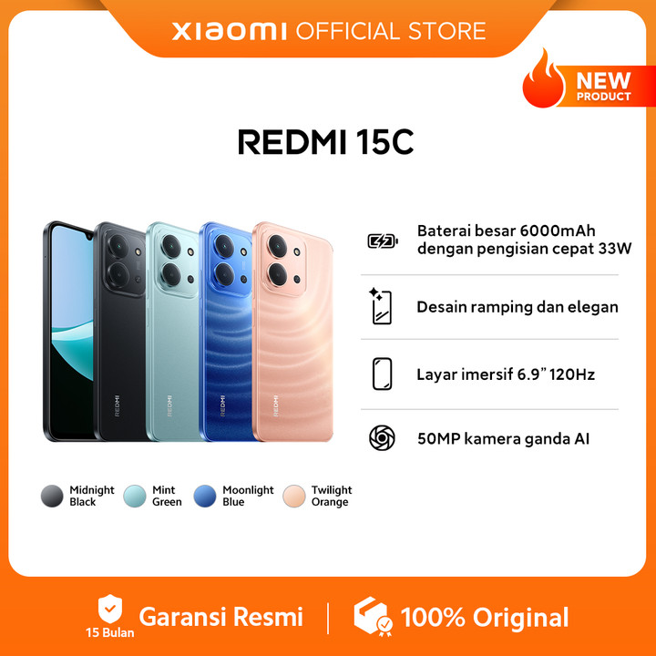 Xiaomi Redmi 15C (6GB/128GB) (8GB/256GB) | Baterai besar 600