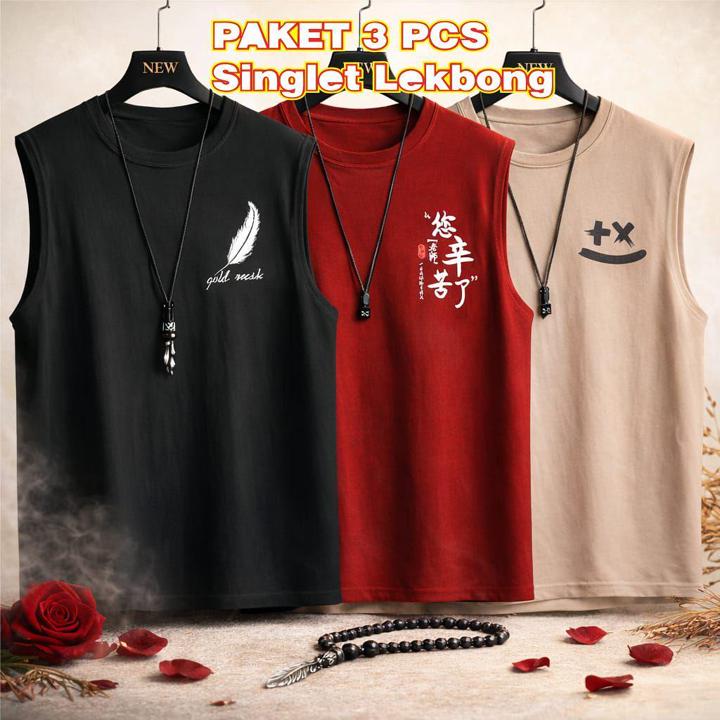 PAKET HEMAT Kaos Singlet Paketan 3 pcs 50ribu Singlet Santai Gym Tank top Cowok 
