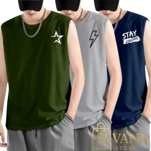 Paket Hemat 3 Kaos Singlet Pria Motif 50ribu Singlet Santai Gym/ Paketan Singlet