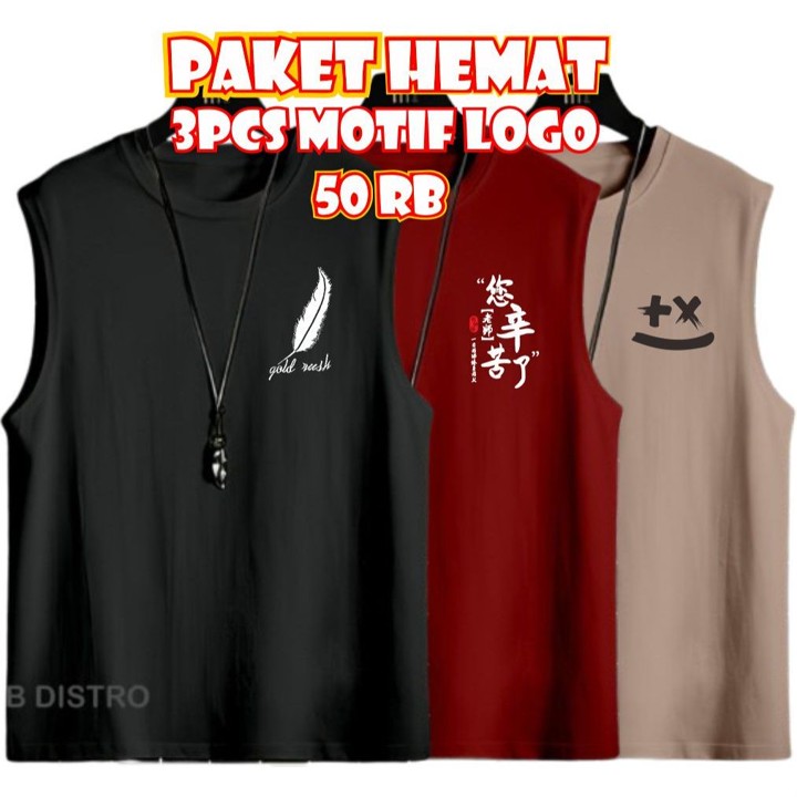 PAKET HEMAT Kaos Singlet Distro Paketan 3 pcs 50ribu Singlet Santai Gym / Paketa