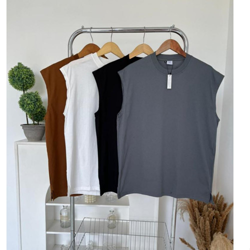 CLU3Men Tshirt Kaos Singlet Oversize Tanpa Lengan Cotton 24s CM7