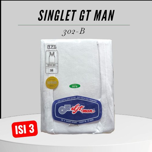 ISI 3 PCS Kaos Singlet GT MAN - Singlet Pria GT Man 302B Warna Putih - Kaos Dala