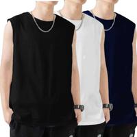 Paket Hemat Kaos Singlet Pria Polos/ Kaos Tanktop Pria Paketan ISI 3 Polos