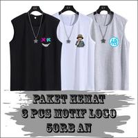 PAKET HEMAT 50RB DAPAT 3PCS SINGLET OBLONG LEKBONG PRIA 3 MOTIF LOGO IDEAL UNTUK
