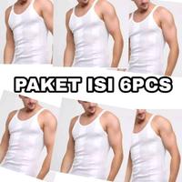 6 pcs singlet nugros pria putih termurah | kaos dalam pria nugros Putih Polos Ka