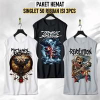 PAKET HEMAT Kaos Singlet Lekbong Distro 3 pcs 59ribu Bahan Katun Lembut Motif Sa