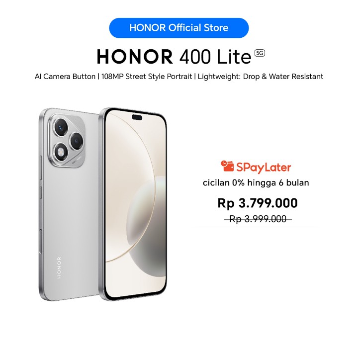 [EXCLUSIVE LAUNCH] HONOR 400 Lite 5G (8/256GB) 108 MP (Kamera Utama) 16 MP (Kame