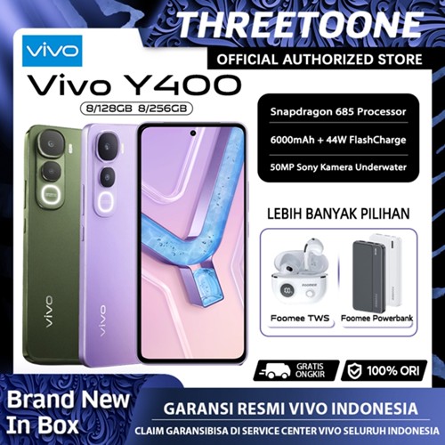 Vivo Y400 8/128GB 8/256GB 6000mAh Baterai 44W FlashCharge 50MP Sony Kamera IP68/