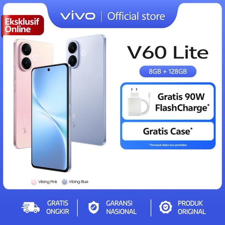 [ONLINE EXCLUSIVE] vivo V60 Lite 4G (8/128) 50MP Sony Camera, 6500 mAh + 90W FlashCharge, Bypass Charging, AI Four-Seasons, SGS 5-Star Drop Resistance