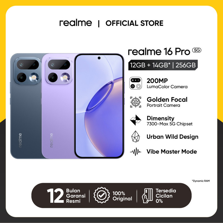 realme 16 Pro 5G 12GB+14GB*|256GB (200MP LumaColor Camera | Golden Focal Portrait Camera | Dimensity 7300-Max 5G Chipset | 7000mAh Titan Battery + 80W Ultra Charge)