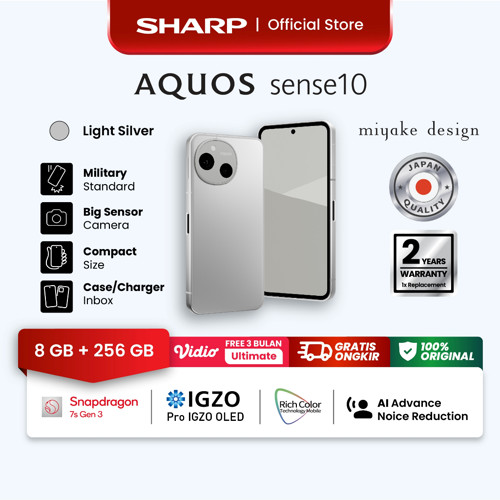 SHARP AQUOS sense10 | 8/256 GB | Light Silver Color | Snapdragon 7s Gen 3 | 5000