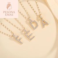 COD  Peningkatan produk: Liontin perak 925 dilapisi emas 18K. Kalung huruf A-Z, 