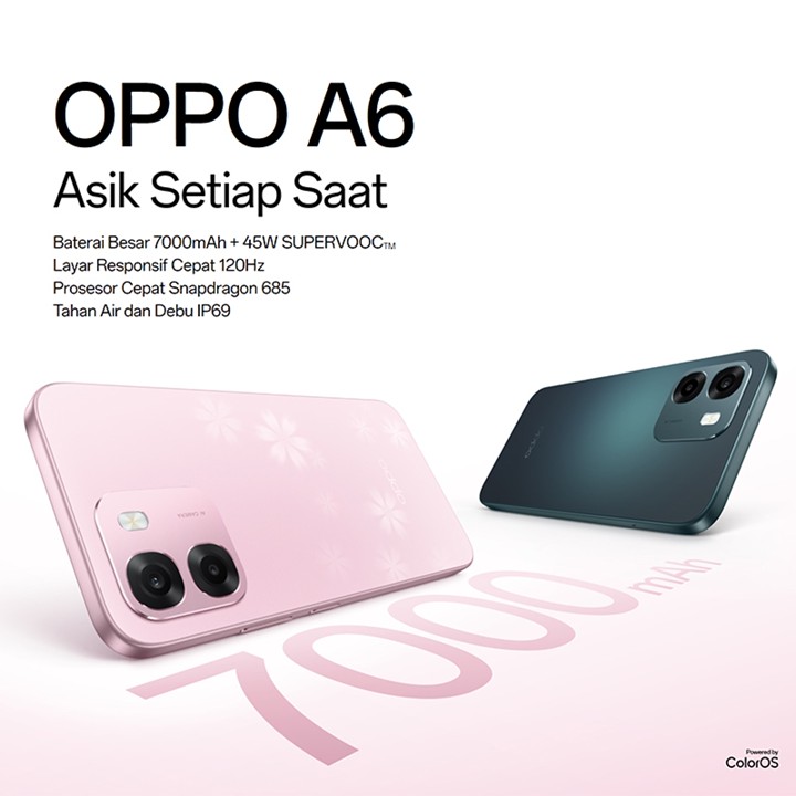 HP OPPO A6/A6s 6/128GB 6/256GB - 7000mAh Large Battery 45W SUPERVOOC, Garansi Re