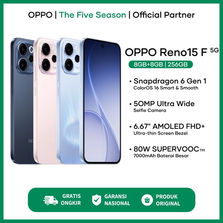 [NEW LAUNCH] OPPO Reno15 F 5G (8/128)(8/256)(12/256) - 50MP Ultra Wide Selfie Ca