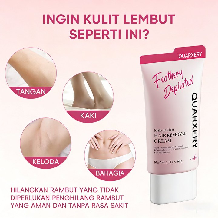 QUARXERY Hair Removal Cream Penghilang Perontok Bulu Ketiak Kaki Tangan Gentle S