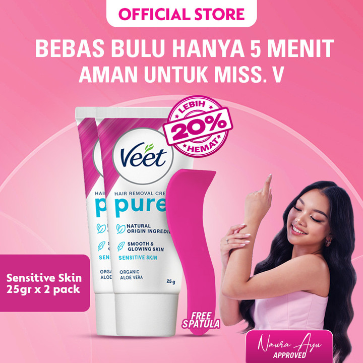 [PAKET ISI 2] Veet Sensitive Pure Formula Aloe Vera 25gr Hair Removal Cream - Kr