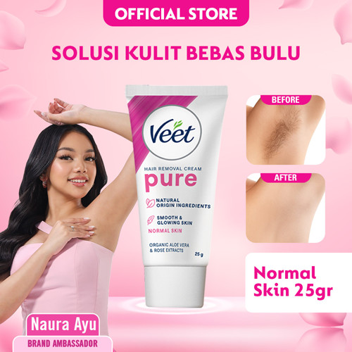 Veet Normal Pure Formula Aloe Vera & Rose Extract 25gr - Krim Penghilang Bulu
