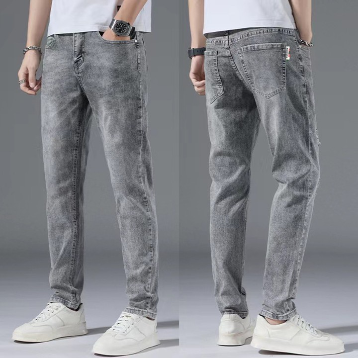 celana panjang pria jeans slimfit stretch cowok hitam abu jens skinny pensil cel