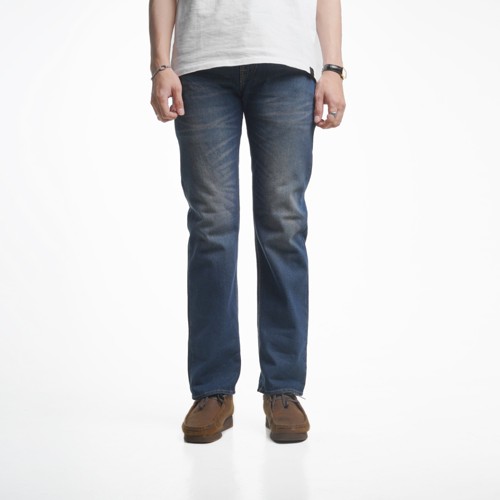 Volkvog Jeans Shadow Blue Celana Panjang Washed Denim Pria Slim Straight Biru Ge