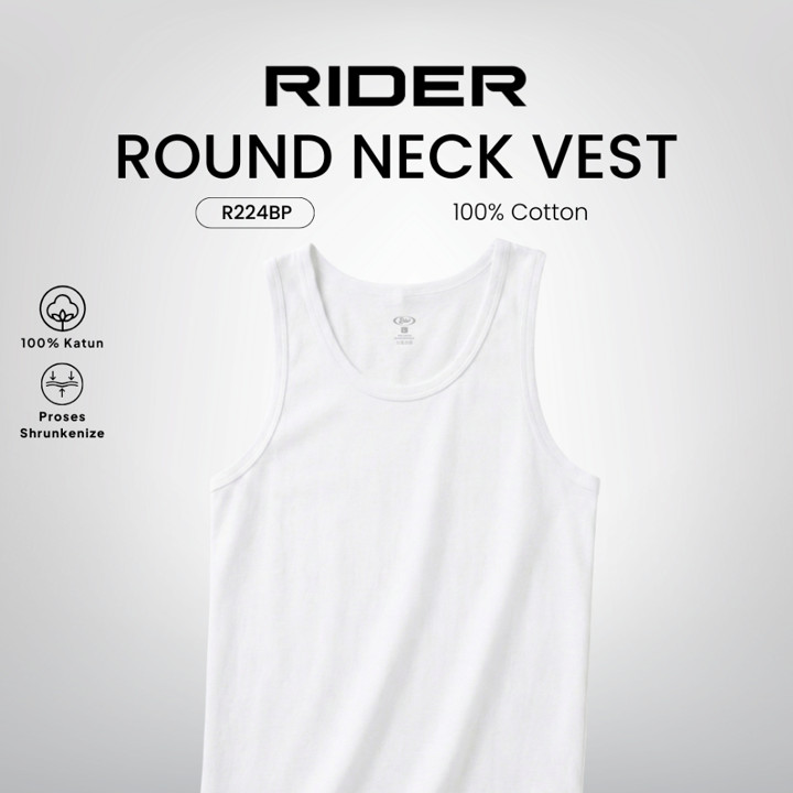 Rider Vest - Singlet Pria R224BP Warna Putih Isi 1 Pcs
