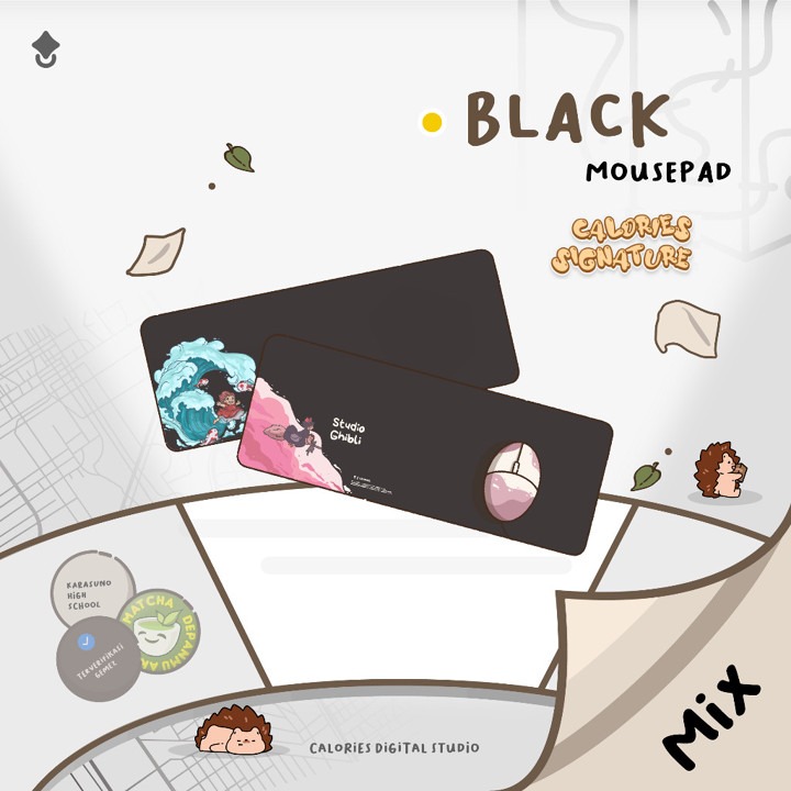 Calories deskmat mousepad large ghibli totoro spirited away ponyo mousepad ponyo black #bmmx