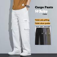 Celana Cargo Panjang Pria Warna Putih Polos Celana Saku Besa
