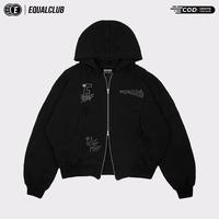 Equalclub - Boxy Zipper ANYONE hoodie double zip oversize un