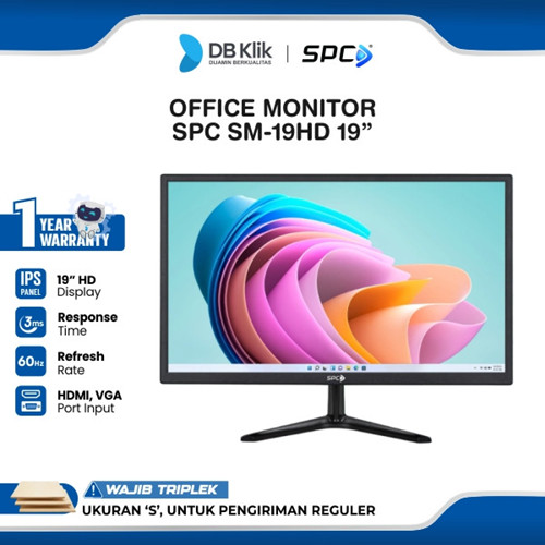 SPC LED Monitor Office SM-19HD 19" TN HD+ 60hz 3ms HDMI VGA