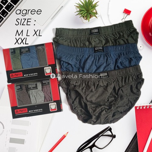 [3pcs] Celana Dalam Pria  AGREE Art.2 - 8886 CD BRIEF PRIA [Size M L XL XXL] Mens Underwear